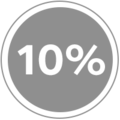 Et gråt symbol med tallet 10 % i midten, som viser en rabat